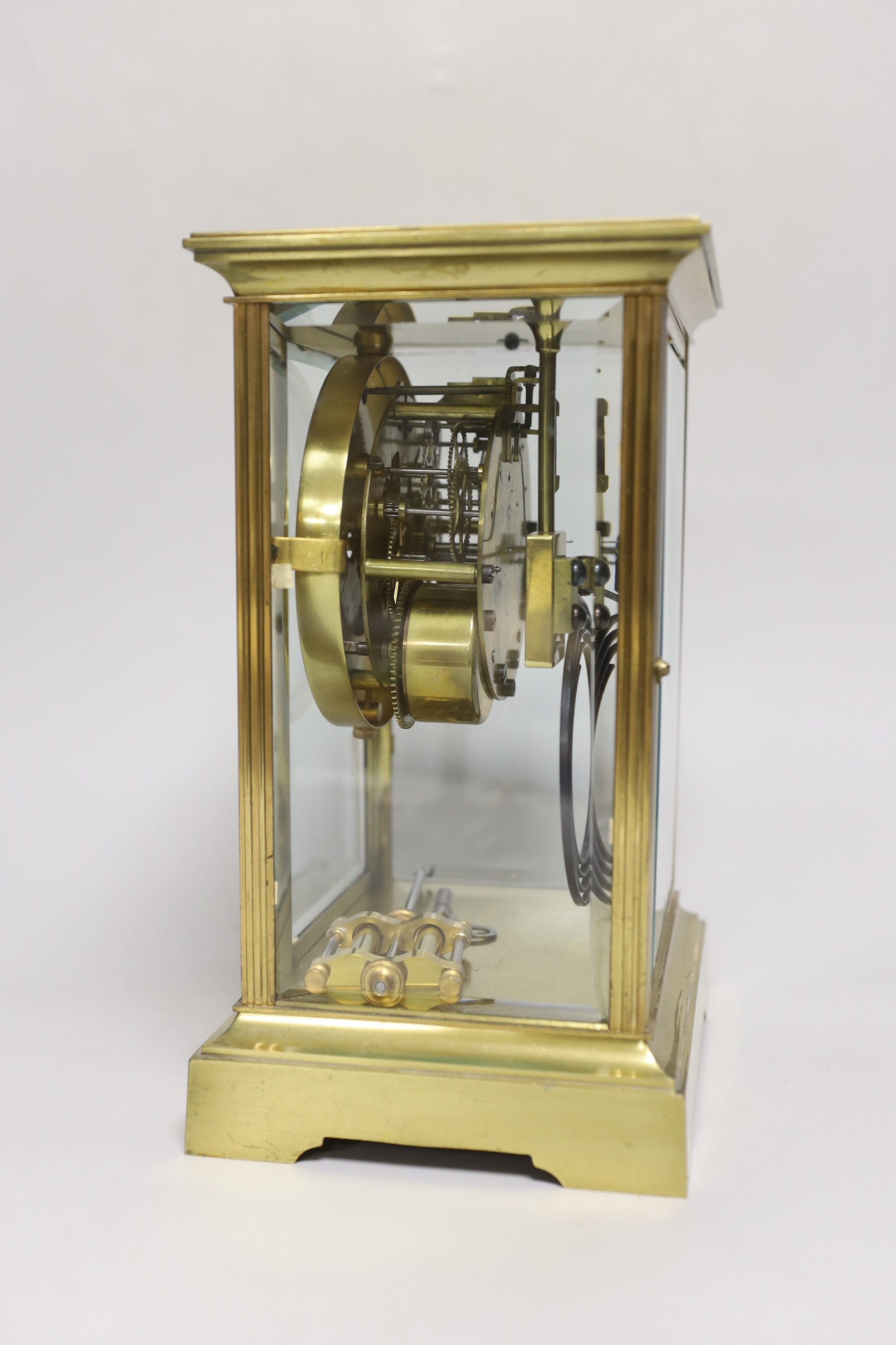 A Seth Thomas four glass mantel clock with mercury pendulum, 25cm